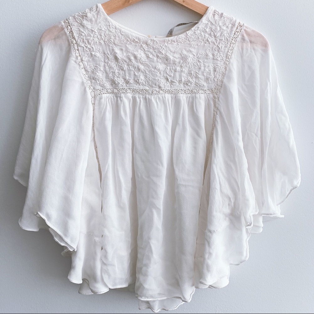Zara flowy blouse with embroidery